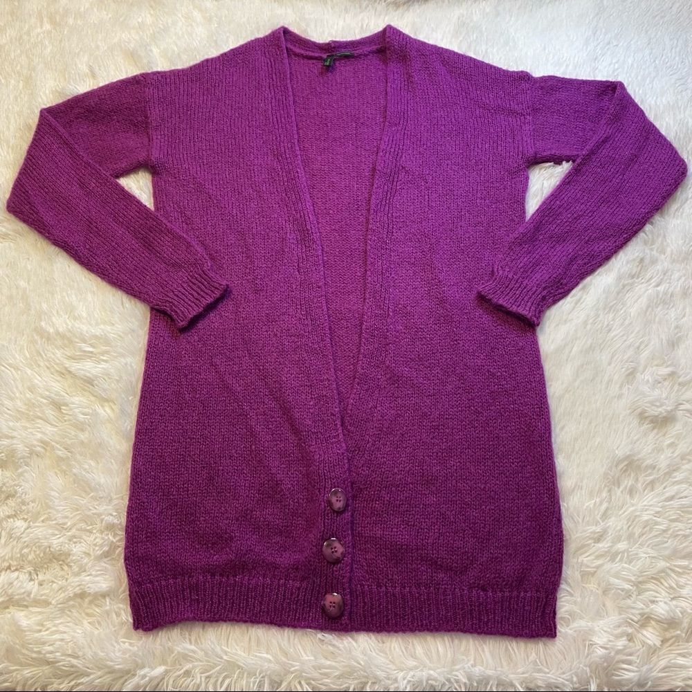 Stile Benetton Purple Knit Button Front Cardigan